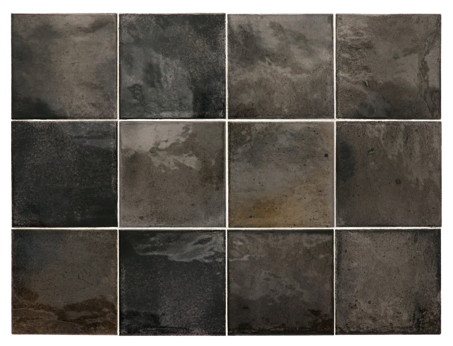 Hanoi Black Ash Glossy 4X4 ceramic wall tile