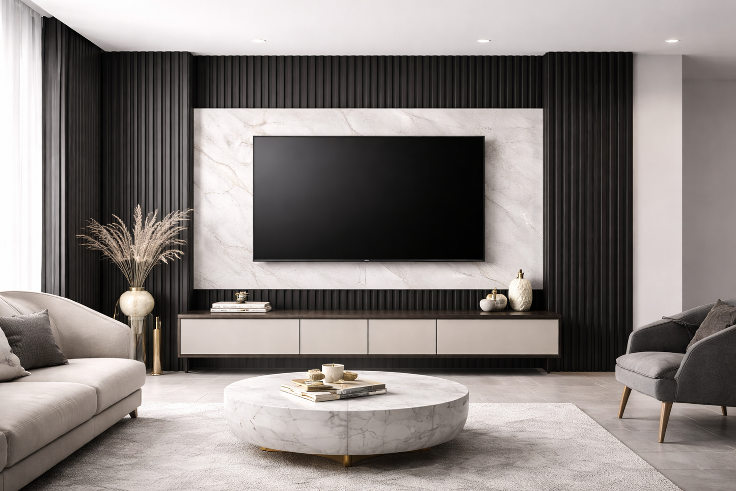 Black 170mm Hollow Fluted Wall Panels