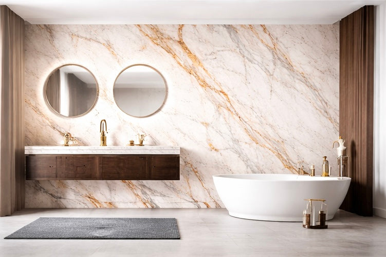 White with Gold/Gray Veins HD Print WPC Wall Panels