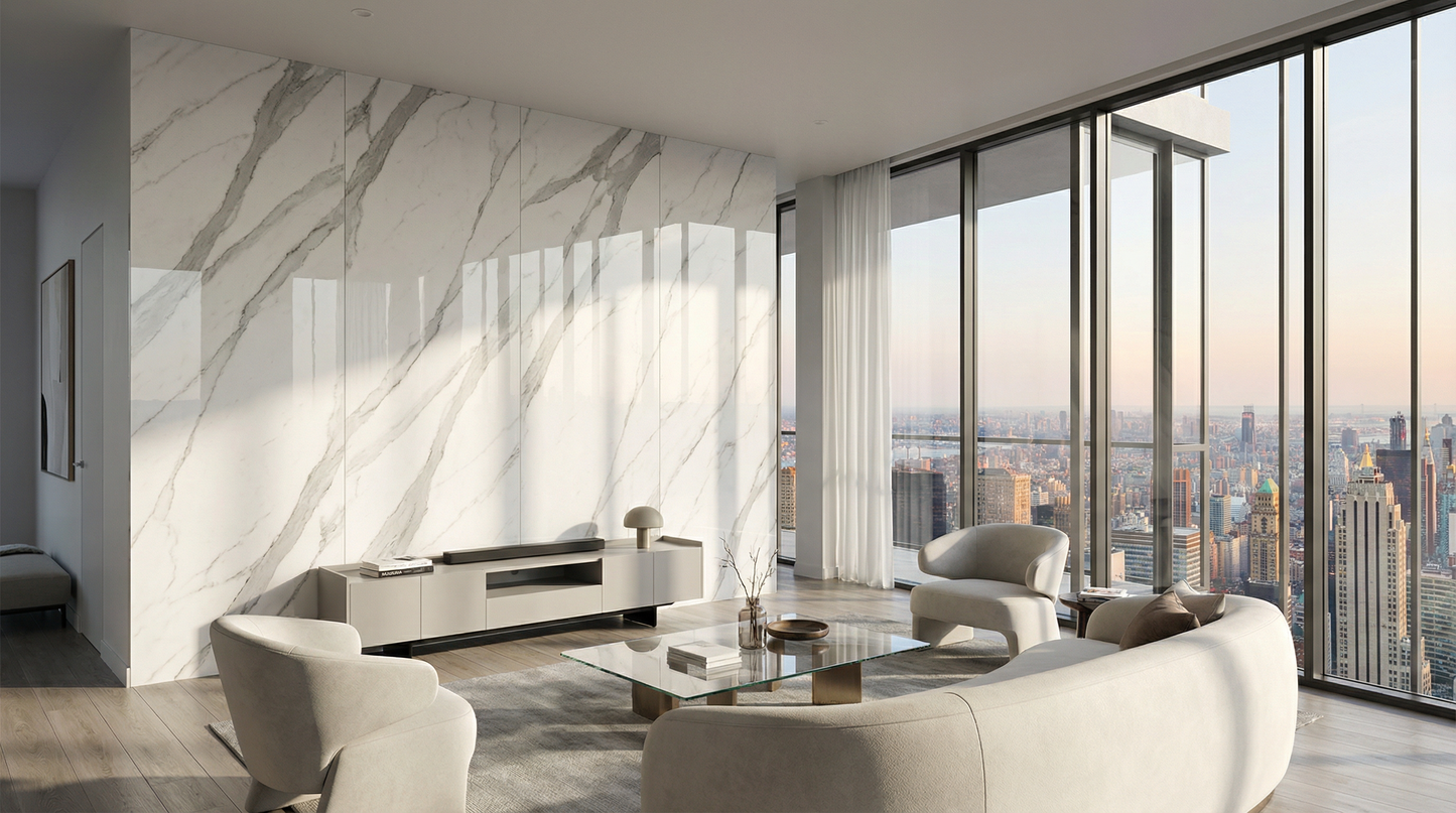 White with Gray Veins HD Print WPC Wall Panels