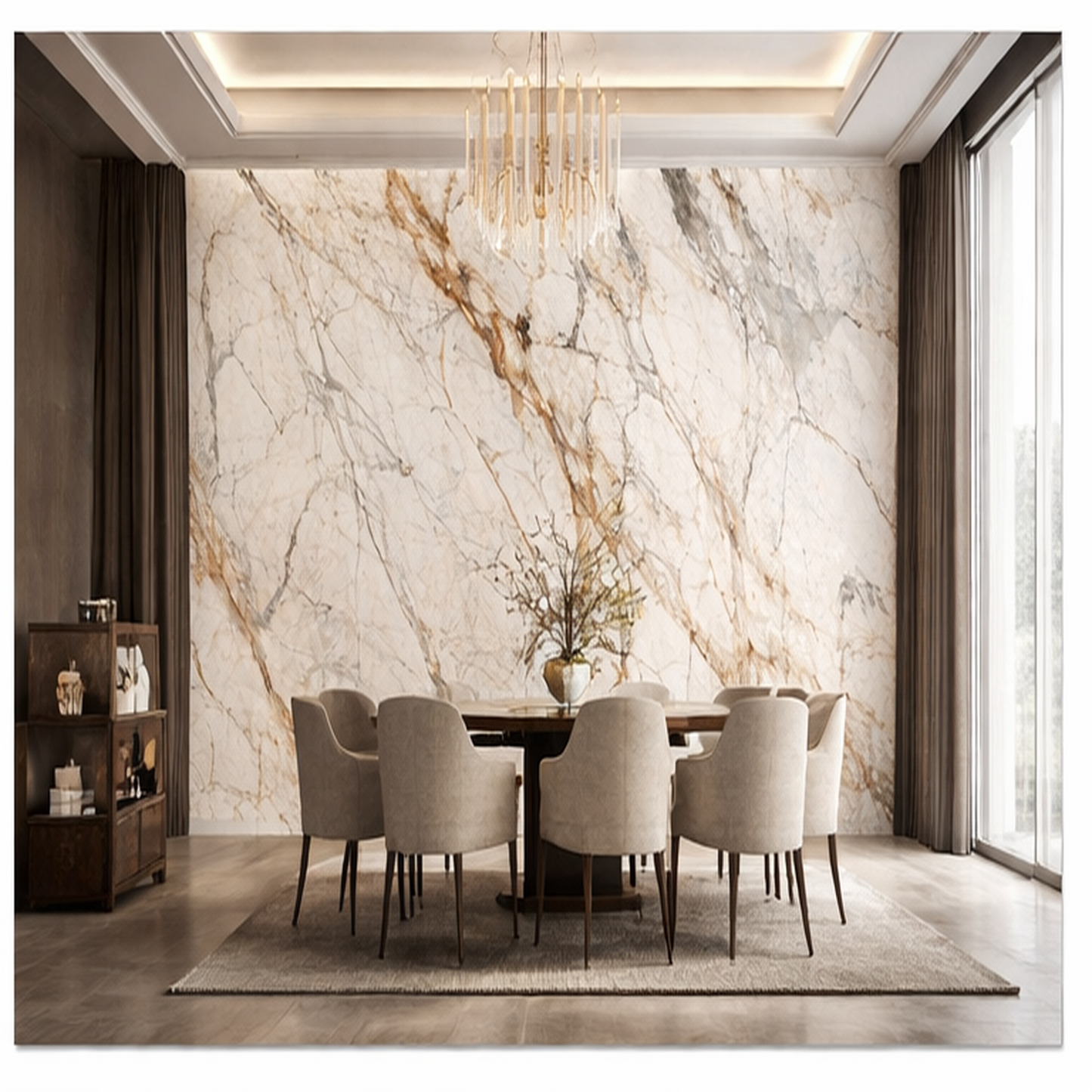White with Bronze/Gray Veins HD Print WPC Wall Panels