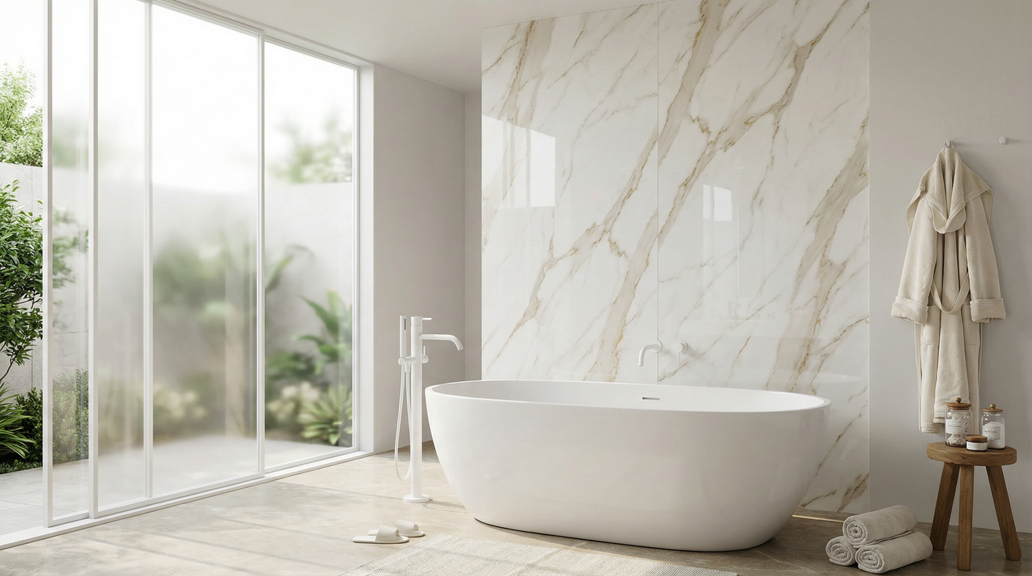 White/Gray with Gold Veins HD Print WPC Wall Panels