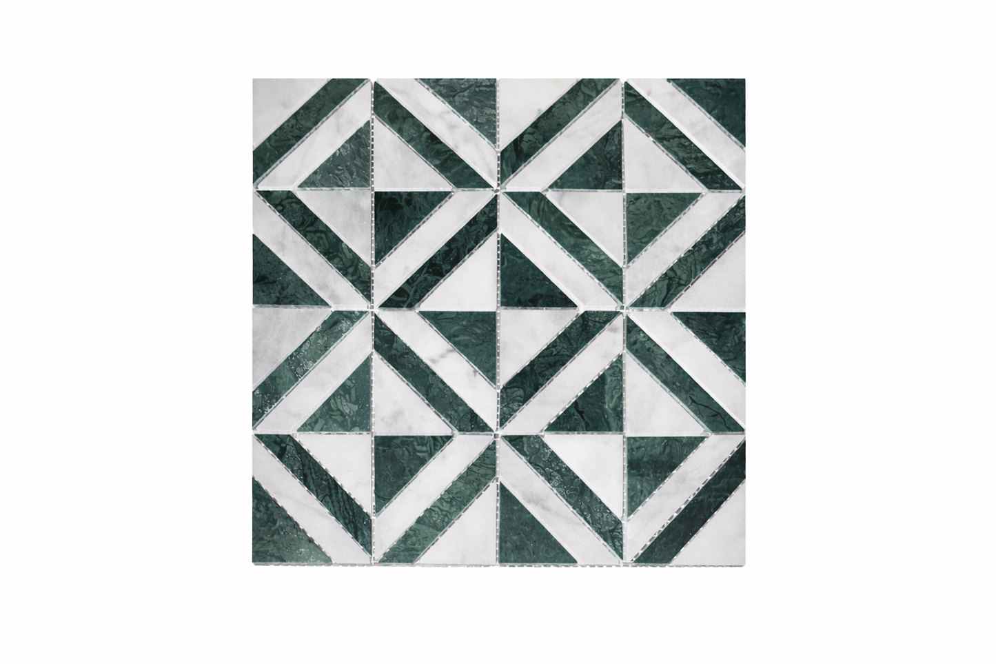 Jade Green & White Square Marble Mosaic Tile