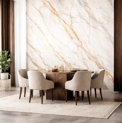 White with Gold/Gray Veins HD Print WPC Wall Panels