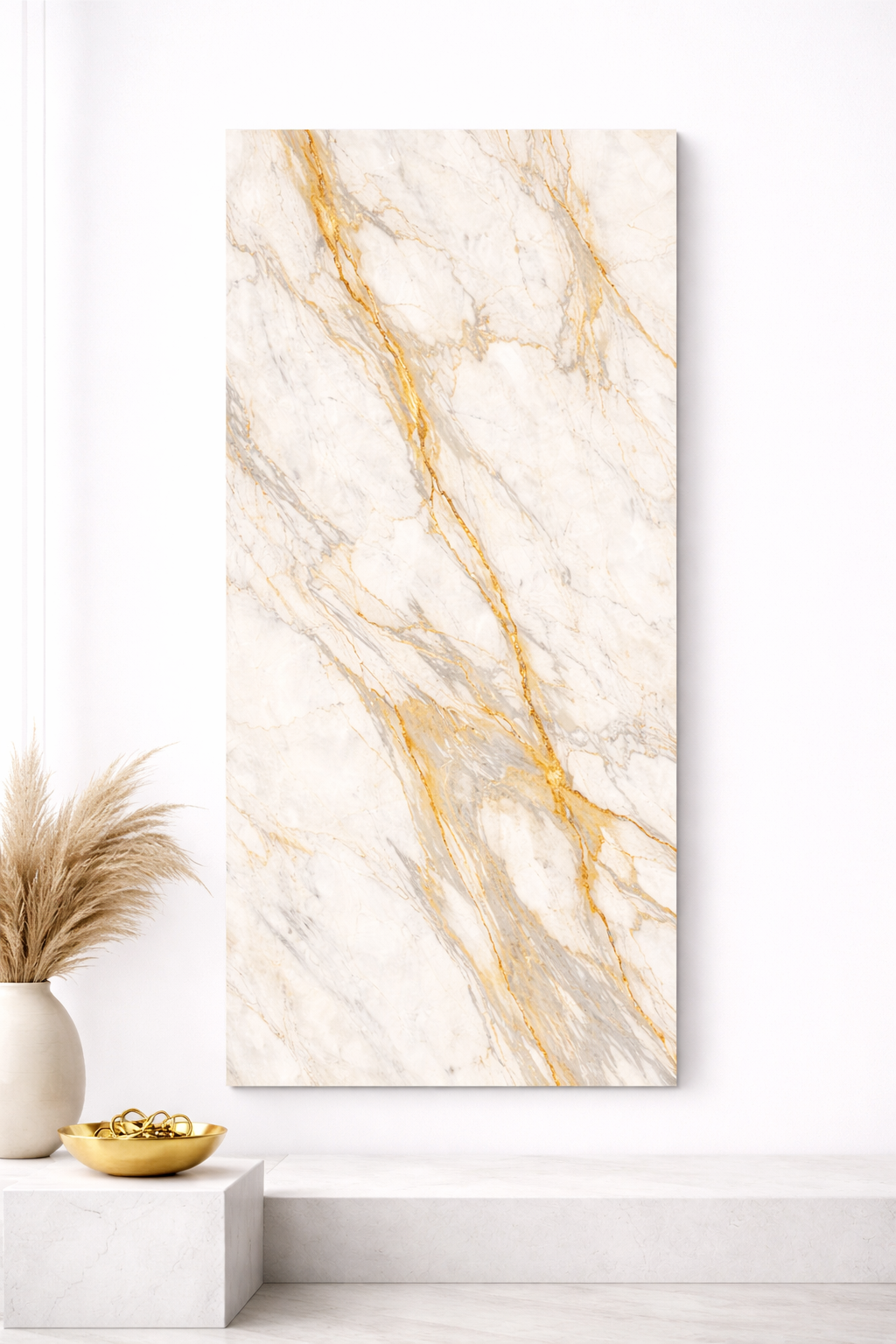 White with Gold/Gray Veins HD Print WPC Wall Panels