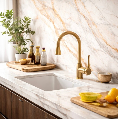 White with Gold/Gray Veins HD Print WPC Wall Panels