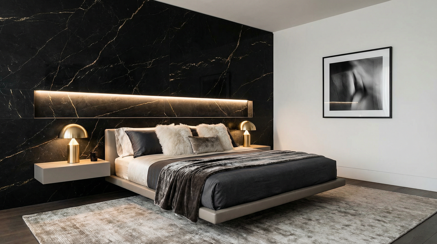 Black with Gold Veins HD Print WPC Wall Panels