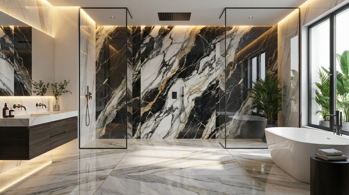 Black/White with Gold Veins HD Print WPC Wall Panels