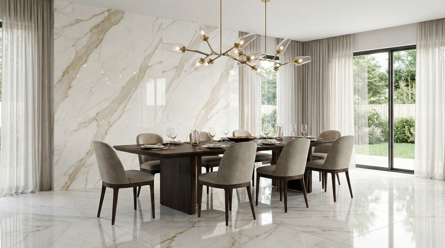 White/Gray with Gold Veins HD Print WPC Wall Panels