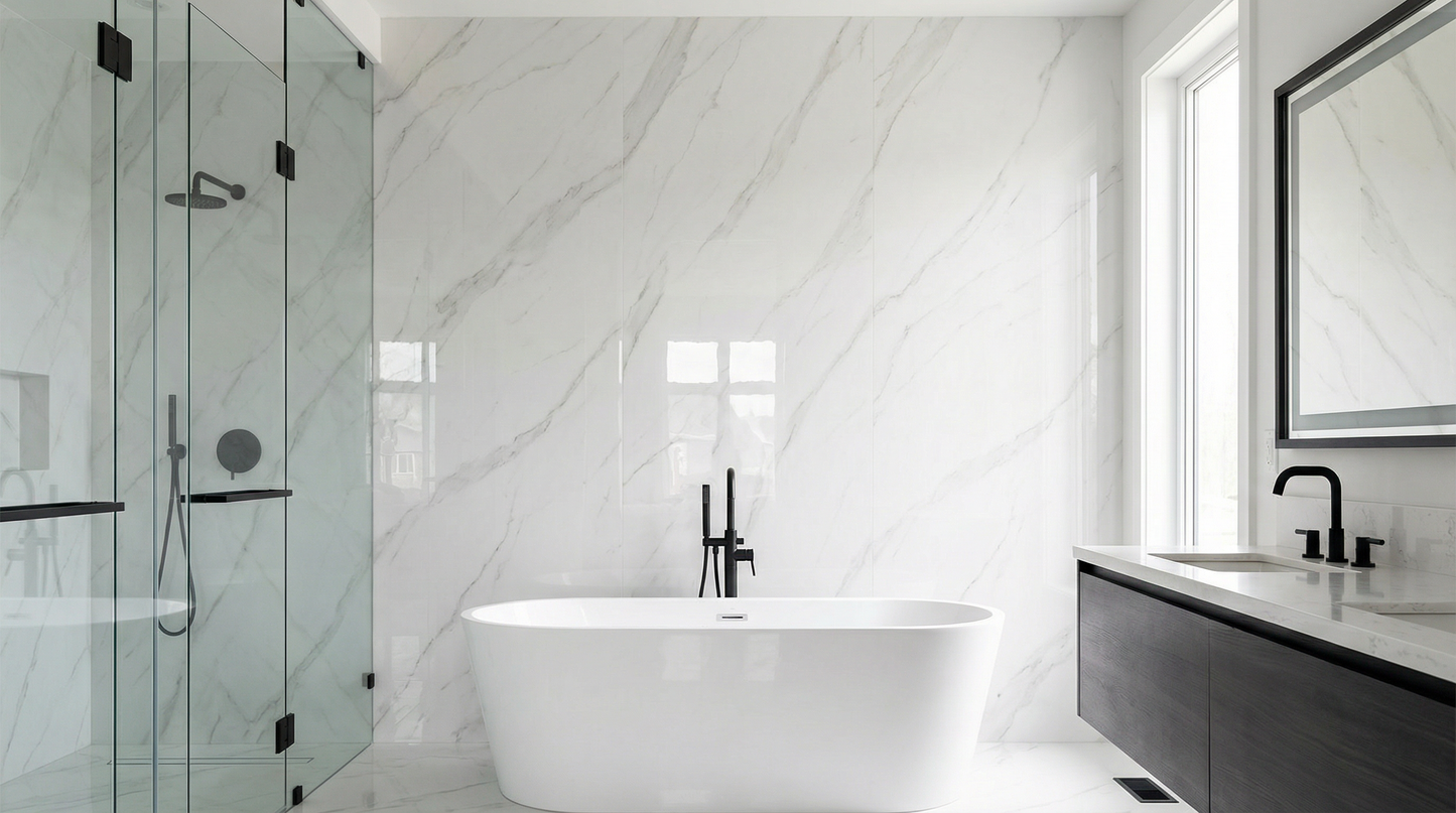 White with Gray Veins HD Print WPC Wall Panels