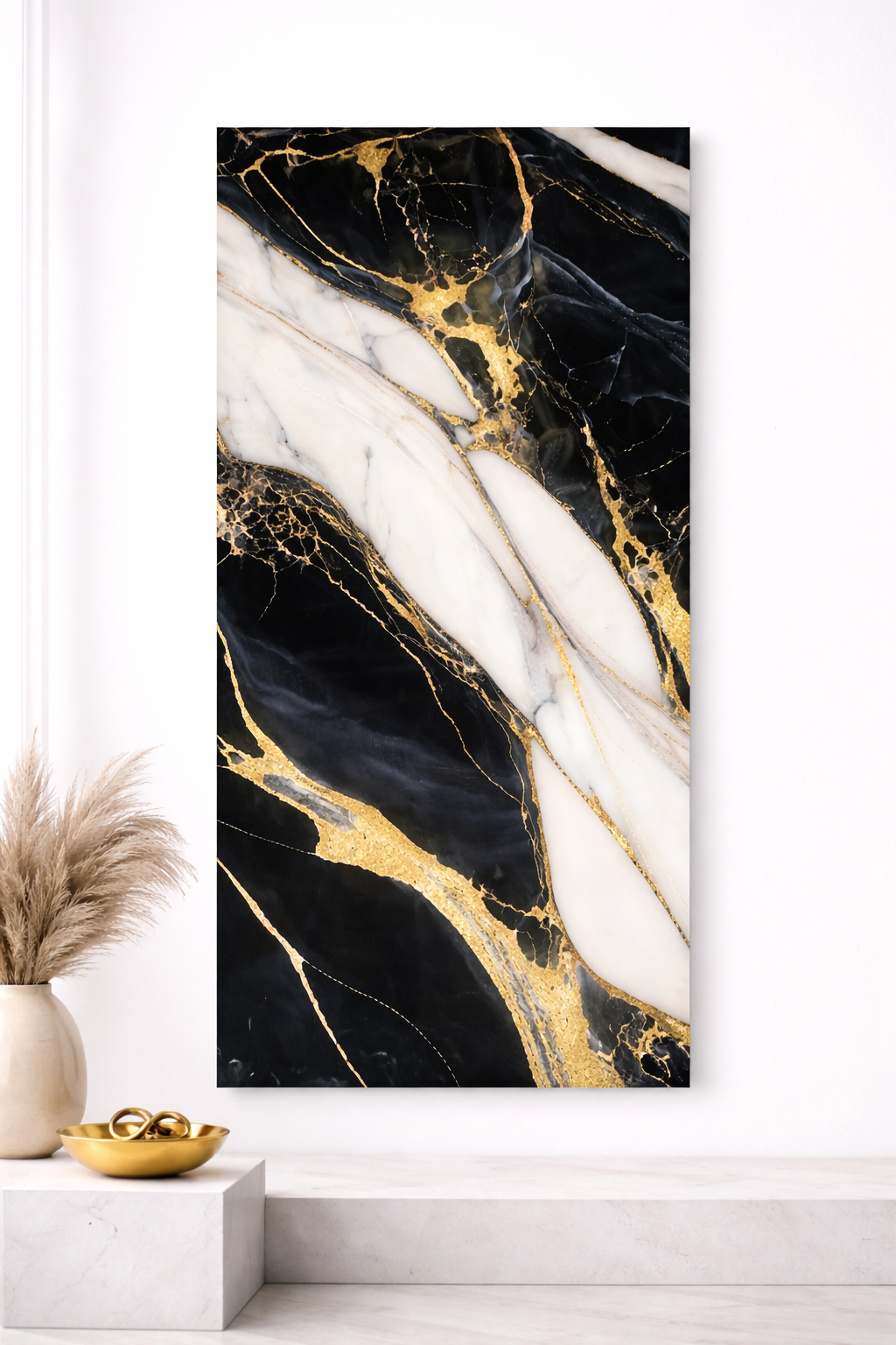 Black/White with Gold Veins HD Print WPC Wall Panels