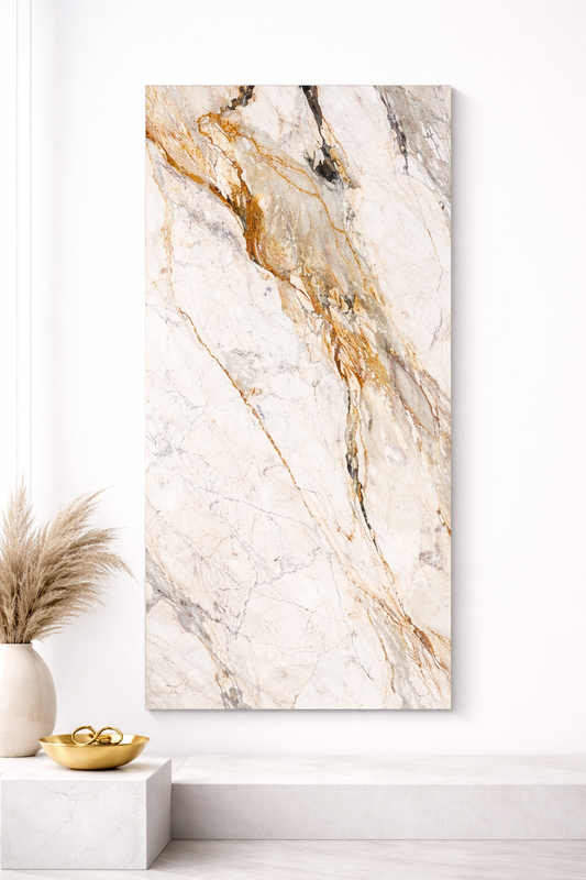 White with Bronze/Gray Veins HD Print WPC Wall Panels