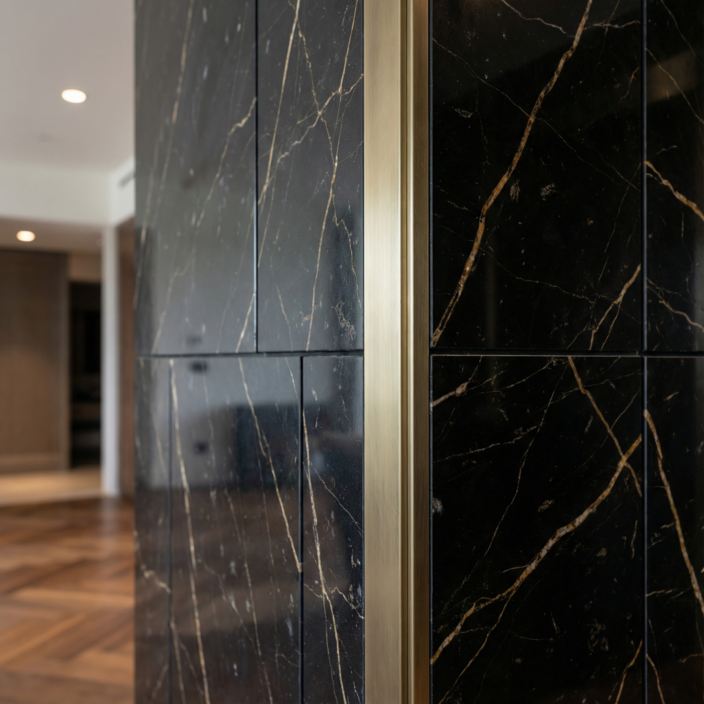 Black with Gold Veins HD Print WPC Wall Panels