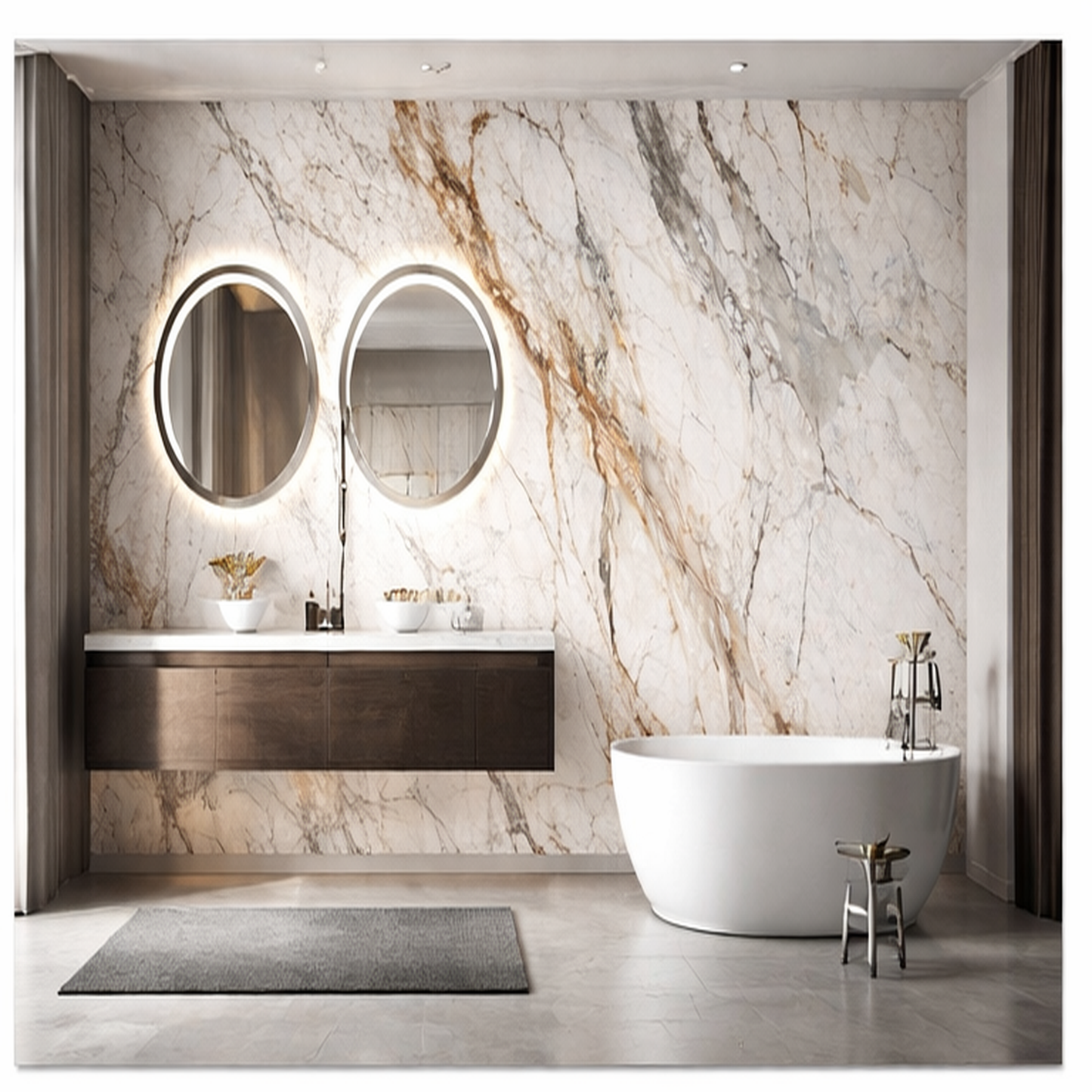 White with Bronze/Gray Veins HD Print WPC Wall Panels