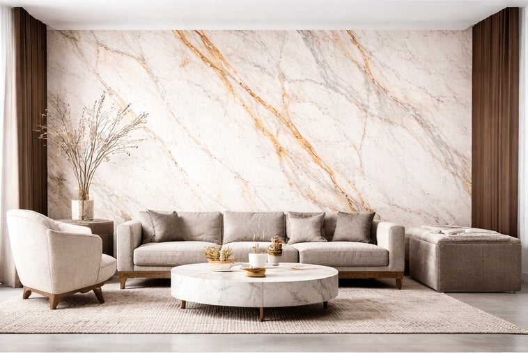 White with Gold/Gray Veins HD Print WPC Wall Panels